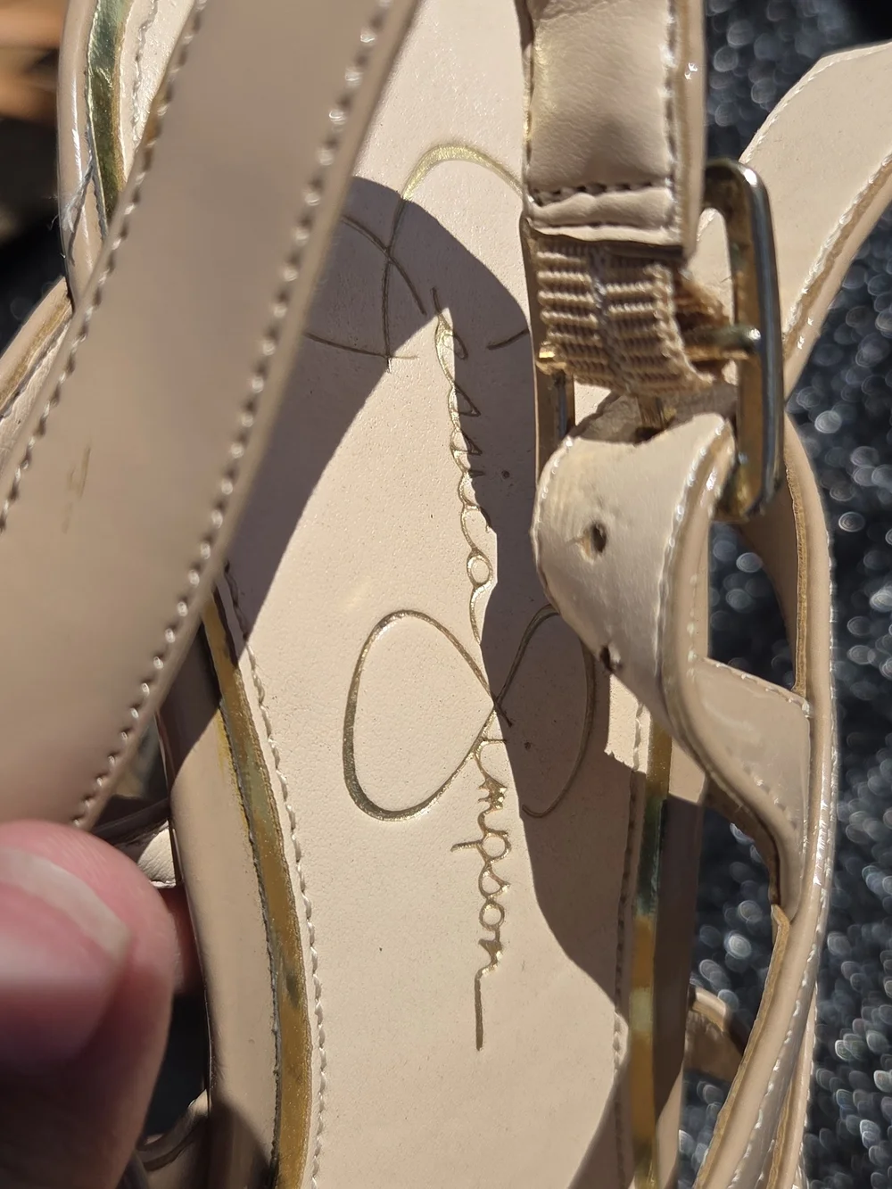 Jessica Simpson Beige Strappy Platform Heels